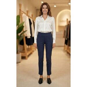 Navy “Ziggy” Pants By Up! With Cool Ankle Slit size :8